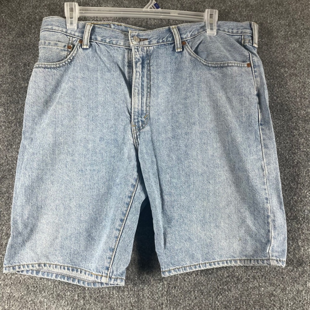 VTG Levis 505 Jean Shorts Mens 38 Blue Denim Relaxed Fit Light Jorts Y2k Faded